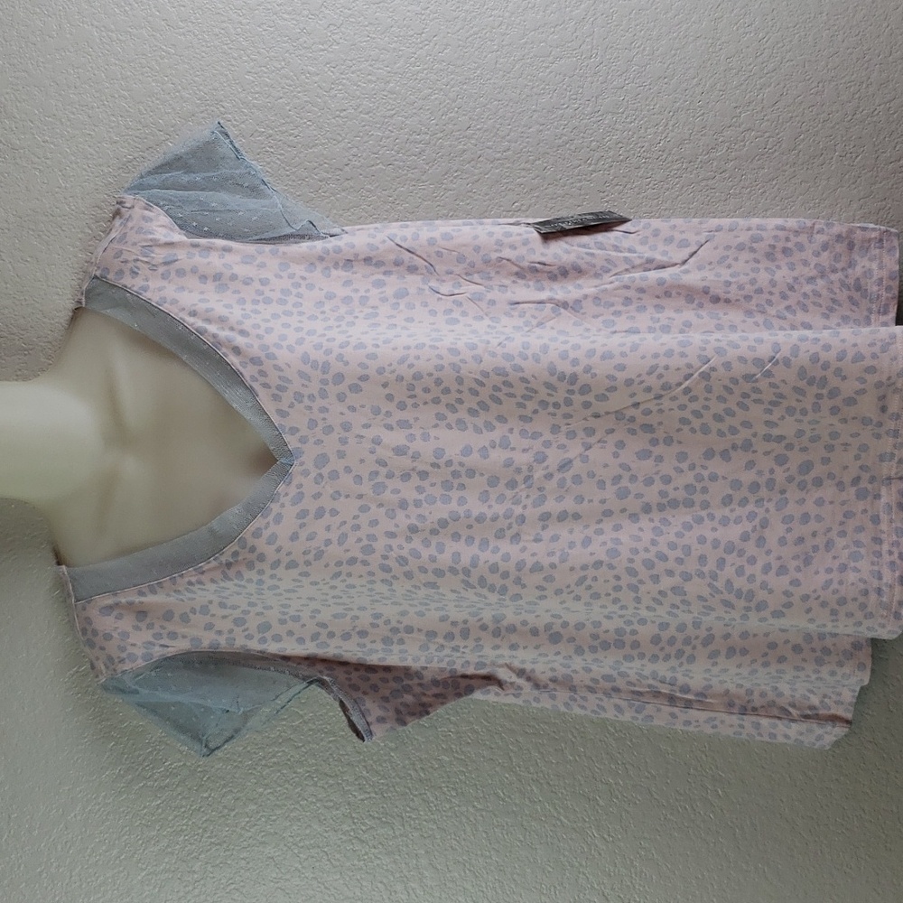Nottibianche | NWT Women's Pajama Top V-Neck Lace Cap Sleeves Cotton Model Sz XL